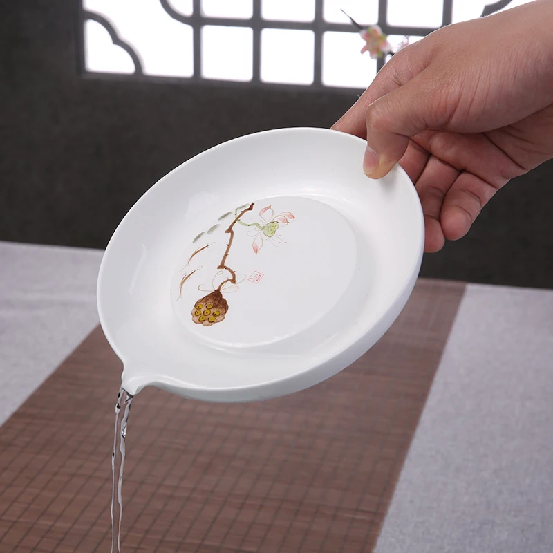Zen грубая керамика ручная роспись лотоса чайник держатель Trivets чайный поднос