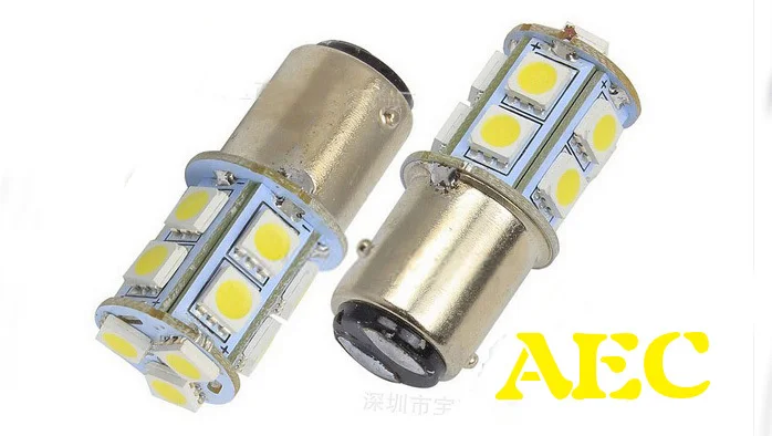 Автомобильная светодиодная Лампа 100X S25 BAY15D 1157 13 smd 5050 13SMD с 3 чипами для задних