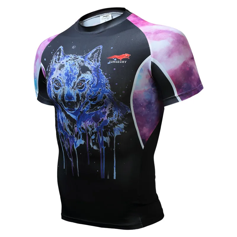 TUNSECHY brand men's short sleeve compression will base layer for weightlifting bodybuilding crime bikeing tight t-shirts dress | Спорт и