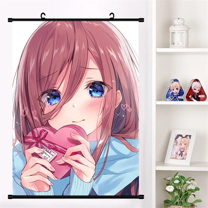 S Японское аниме Go-Toubun no Hanayome Nakano Miku настенный свиток Фреска плакат мультфильм настенные подвесные плакаты коллекция домашнего декора искусство - Цвет: S