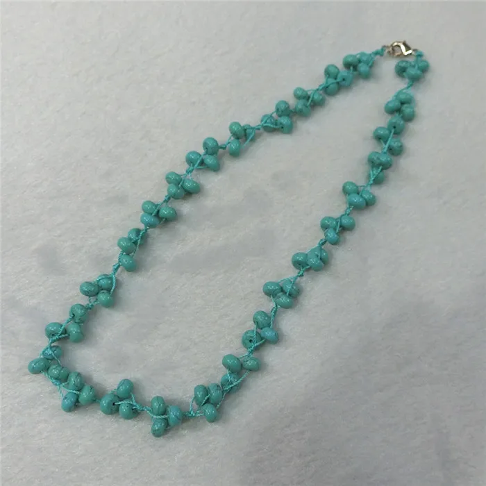 Green Turquoise 3 шт./партия натуральный кварцевый камень синий Crazy Agates ручной цветной эльф чокер крутящий момент энергетическое лечение бисером ожерелье воротник бесплатно - Окраска металла: Green Turquoise