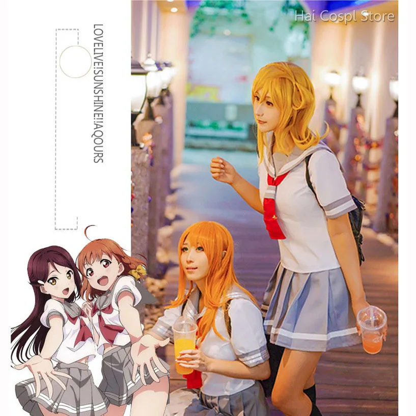 Аниме Love Live Sunshine Косплей костюмы Aqours Takami Chika Girls школьная форма японское аниме