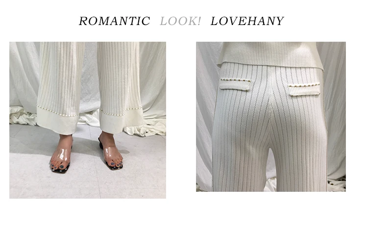 ALPHALMODA Модный трикотажный костюм из двух частей, женский летний костюм, новинка, пуловер с коротким рукавом, широкие брюки, повседневные комплекты