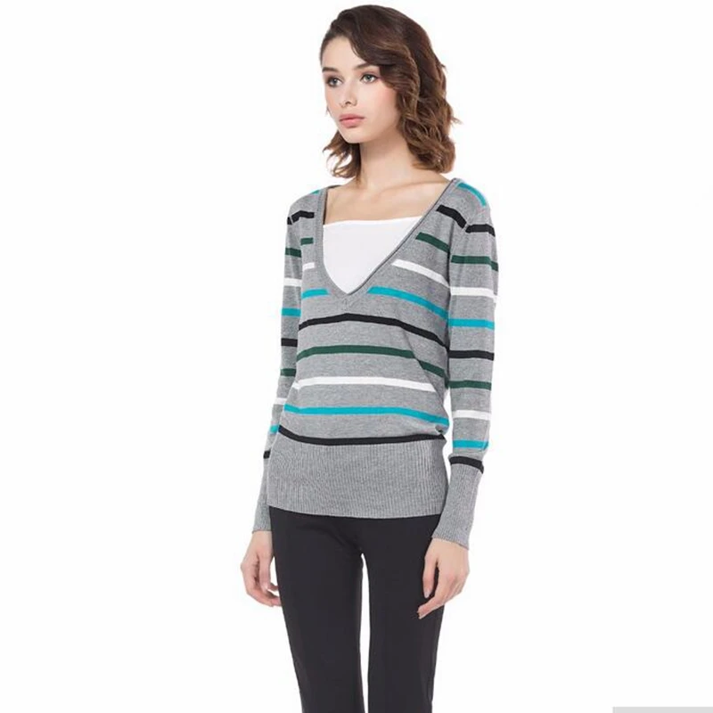Knitbest 2016 Высокое Качество Тонкий Свитер для Весны Осени Женщины Серый Сексуальный