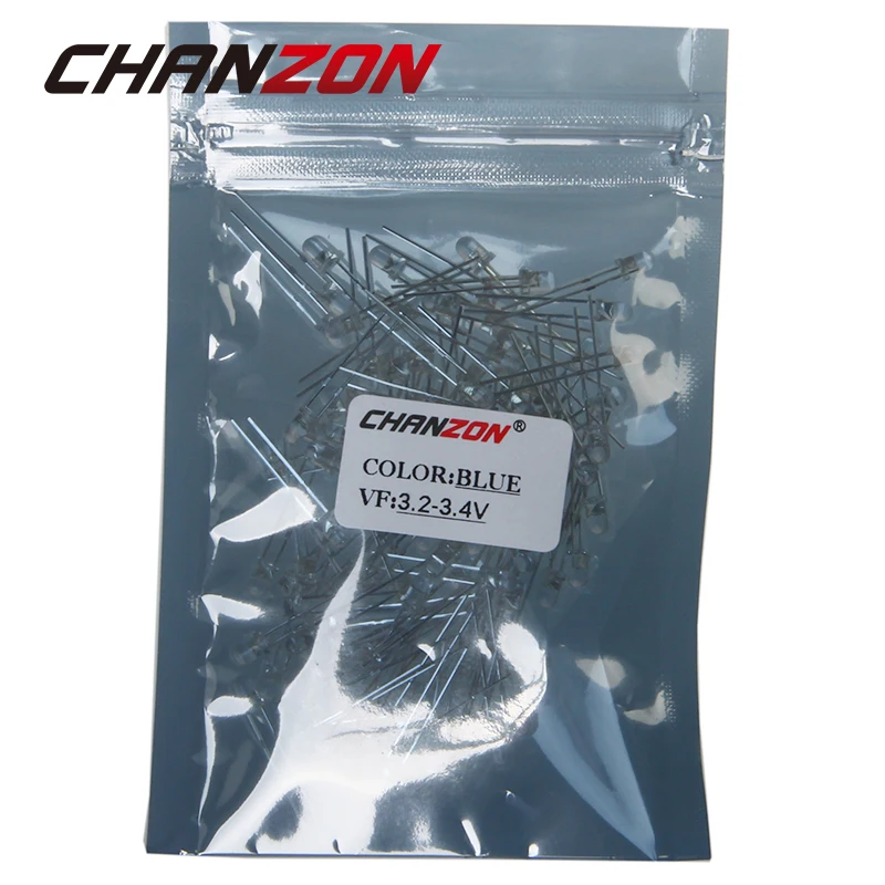 CHANZON 100 шт. прозрачная линза 3 мм светодиодный синий прозрачный Круглый ультра