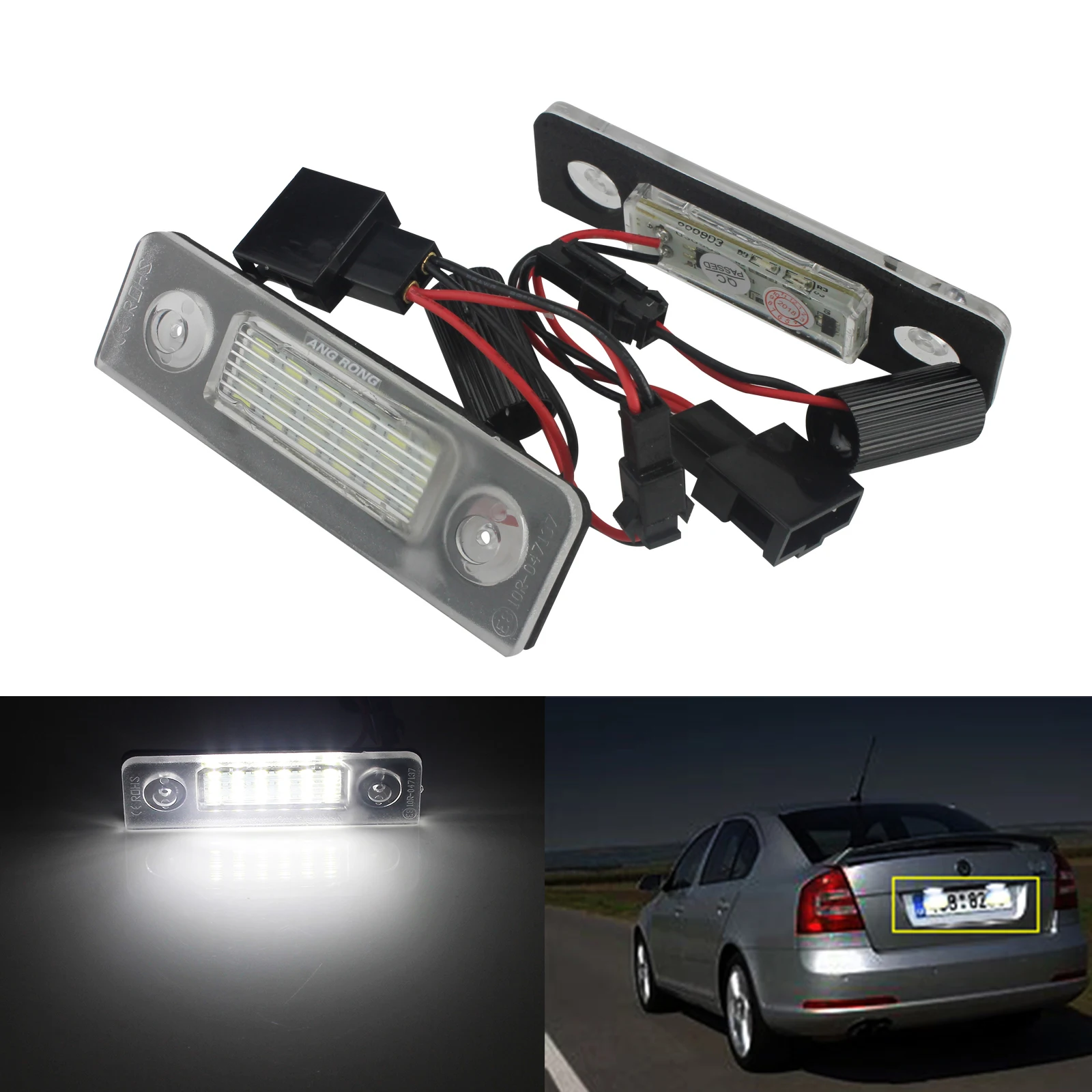 ANGRONG светодиодный светильник номерного знака для Skoda Octavia 1Z 2004 2013 Roomster 5J 06