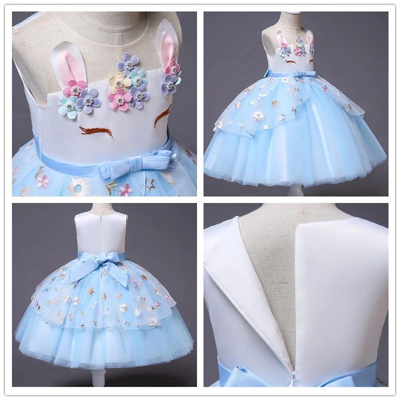 Платье с единорогом для девочек Детские платья маленьких костюм Эльзы