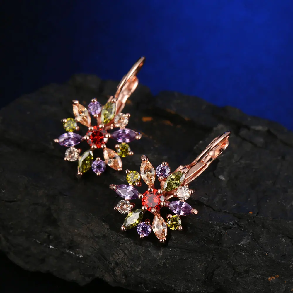 CARSINEL Цветок Ювелирные наборы для женщин Свадьба розовое золото цвет AAA