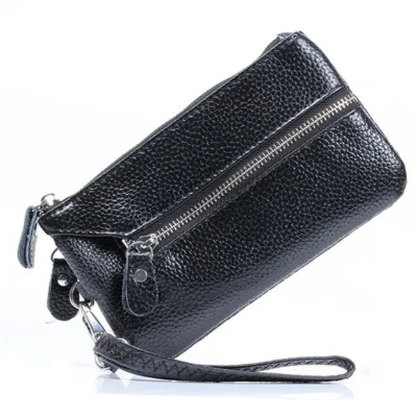 black Модные женские кошельки для ключницы из коровьей кожи на молнии, кошелек для монет, Дамская многофункциональная мини-сумка для ключей, держатель для карт - Цвет: black