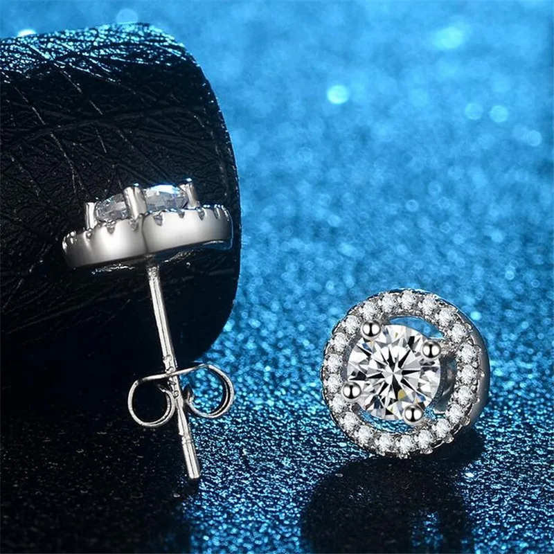 Сверкающие Earrring AAAAA Cz реального 925 серебро обручальные свадебные серьги гвоздики