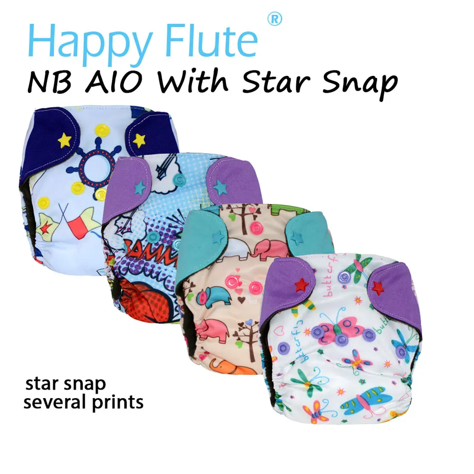 Подгузники Happy flute NB AIO со звездочкой подгузники aioс вшитой внутренней вставкой.