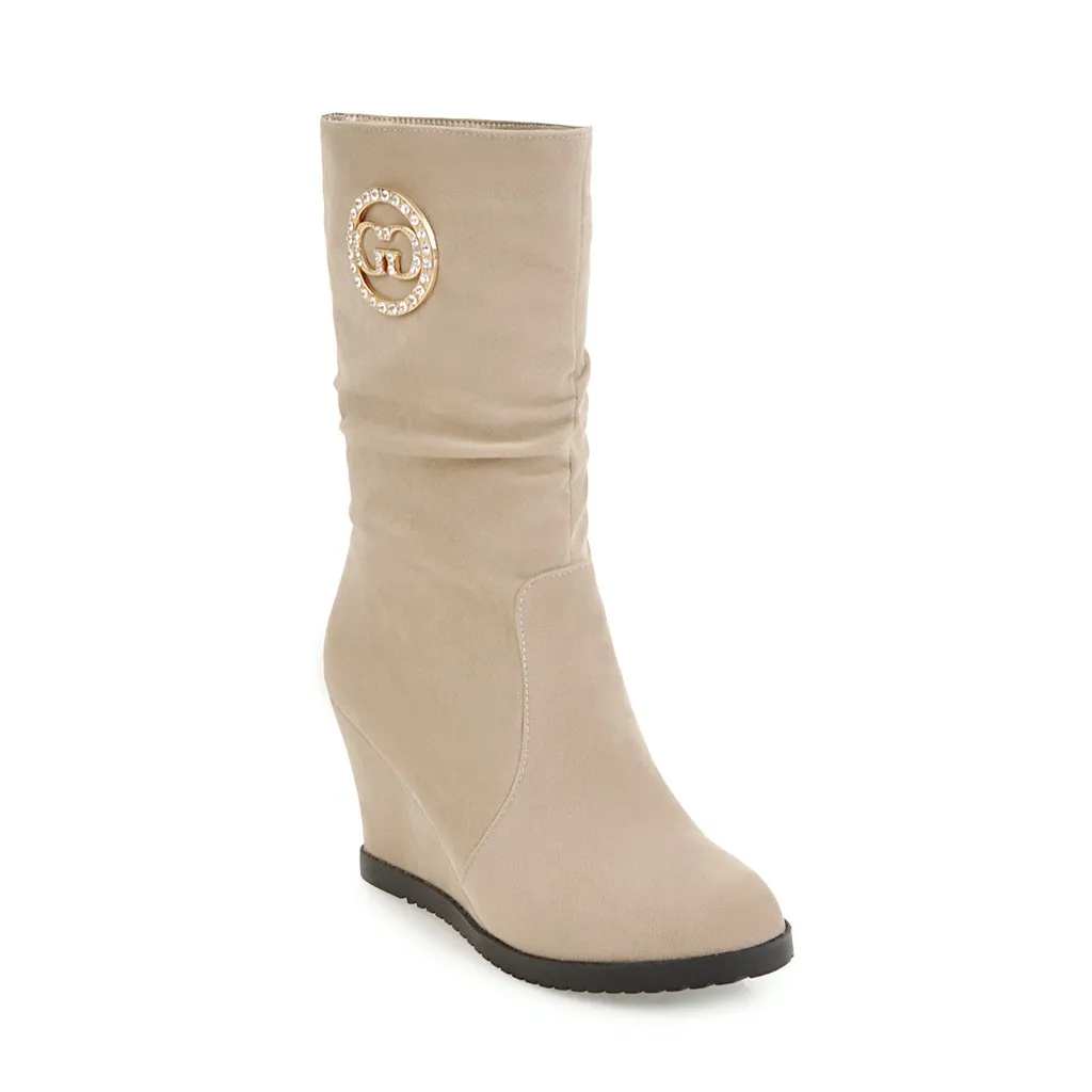 Новинка сезона 2017 модные сапоги на высоком каблуке танкетке joker женские 829 | Обувь