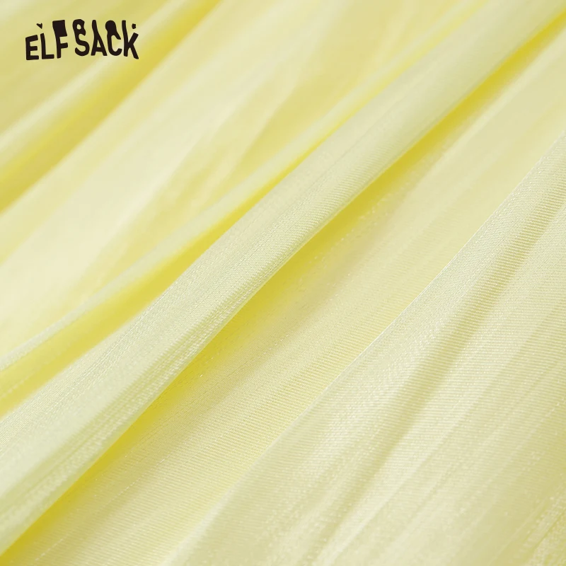 Женское платье ELFSACK желтое кружевное вечернее а силуэта с бантом из