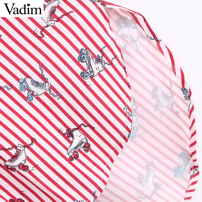 Вадим для женщин Стильная обувь в полоску принт длинная рубашка короткий рукав