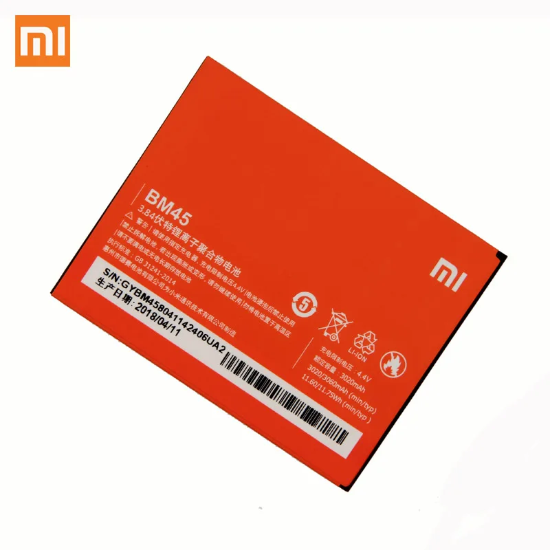 Оригинальный аккумулятор для телефона Xiaomi BM45 Redmi Note 2 Mi Note2 3020 мАч|Аккумуляторы