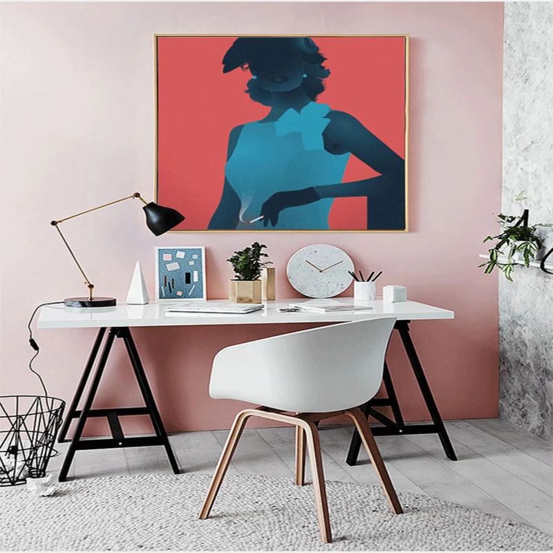 HAOCHU Nordic abstract figure decoration couple male and female heroes modern simple bedroom sofa wall pictures for living room | Дом и сад