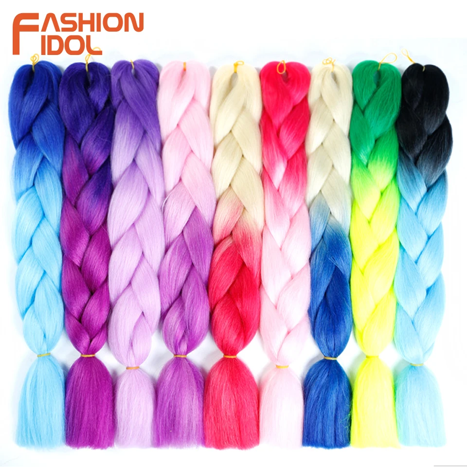 

FASHION IDOL Twist Jumbo Braids Synthetic Braiding Hair 24Inch 100g/Pack Single Ombre Blonde Grey Crochet Braids Hair Extensions