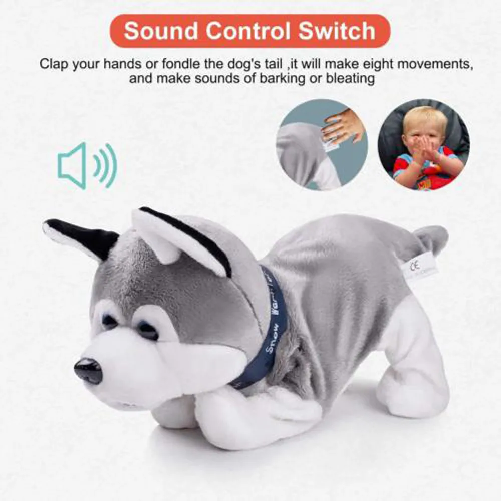 Интерактивная робот собака Электронная плюшевая игрушка Walk Sound Bark подставка для
