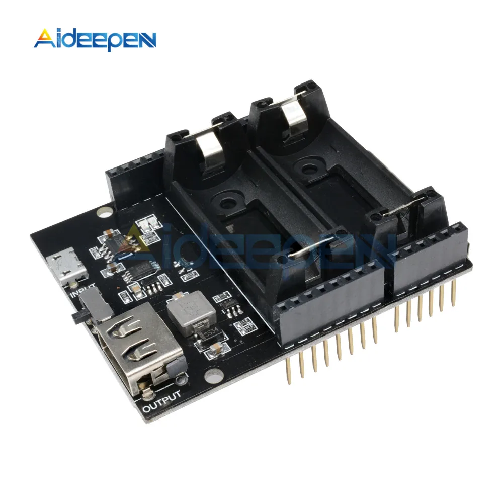 1 шт. ESP8266 ESP32 блок питания перезаряжаемый Двойной 16340 литиевый аккумулятор