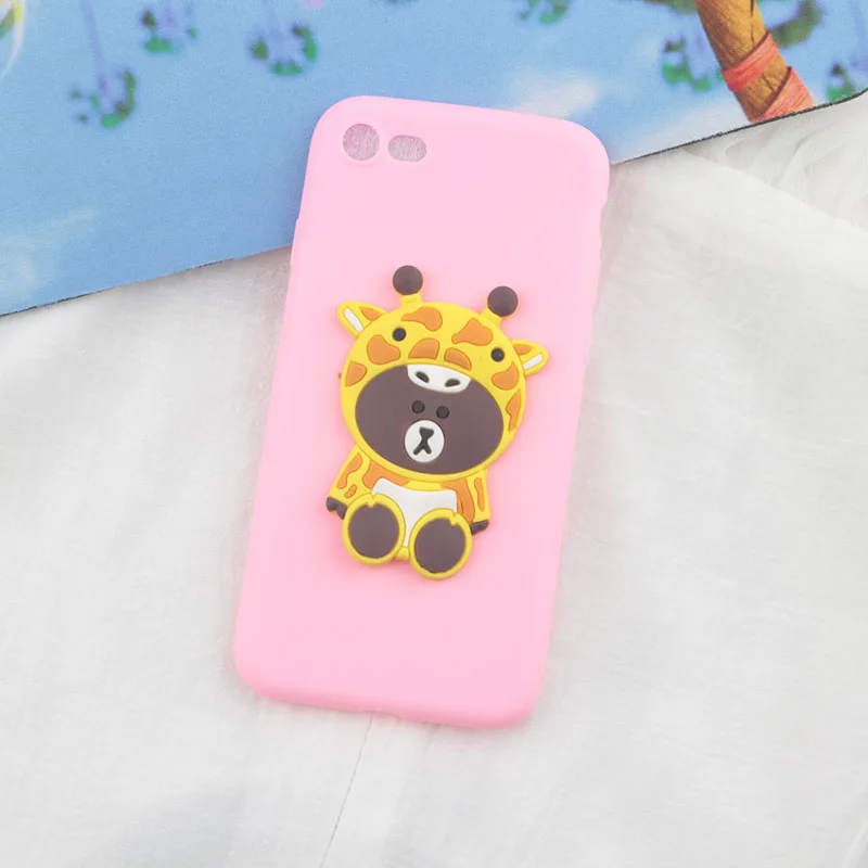 Милый чехол с рисунком стежка для iPhone 11 Pro Max X XR XS 8 Plus 7 6s 6 5 5S 8 4S SE Мягкий силиконовый чехол для телефона с медведем Тоторо динозавром - Цвет: Pink Yellow Bear