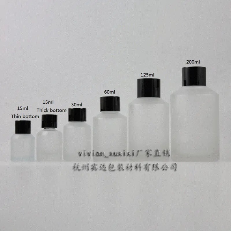 200 мл Прозрачный матовый Стекло бутылка с черным Алюминий винт Кепки и редуктор.