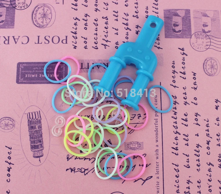 

HOGNSIGN DIY Handmade Beaded Color Noctilucent Woven Bracelet Rope Rainbow Weaving Hand Ring Rubber Band Manual Party Girl Toys