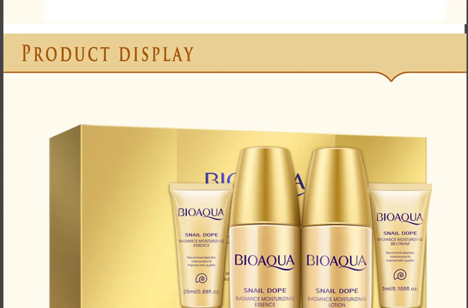 Bioaqua, 24 K, Золотая улитка, дорожный набор для ухода за кожей, против старения, морщин, эссенция, крем для глаз, тонер, очищающее средство для лица с BB