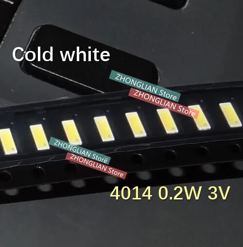 100 шт./лот 4014 0 2 Вт 3 в Светодиодная лампа SMD сверхъяркий белый светоизлучающий диод