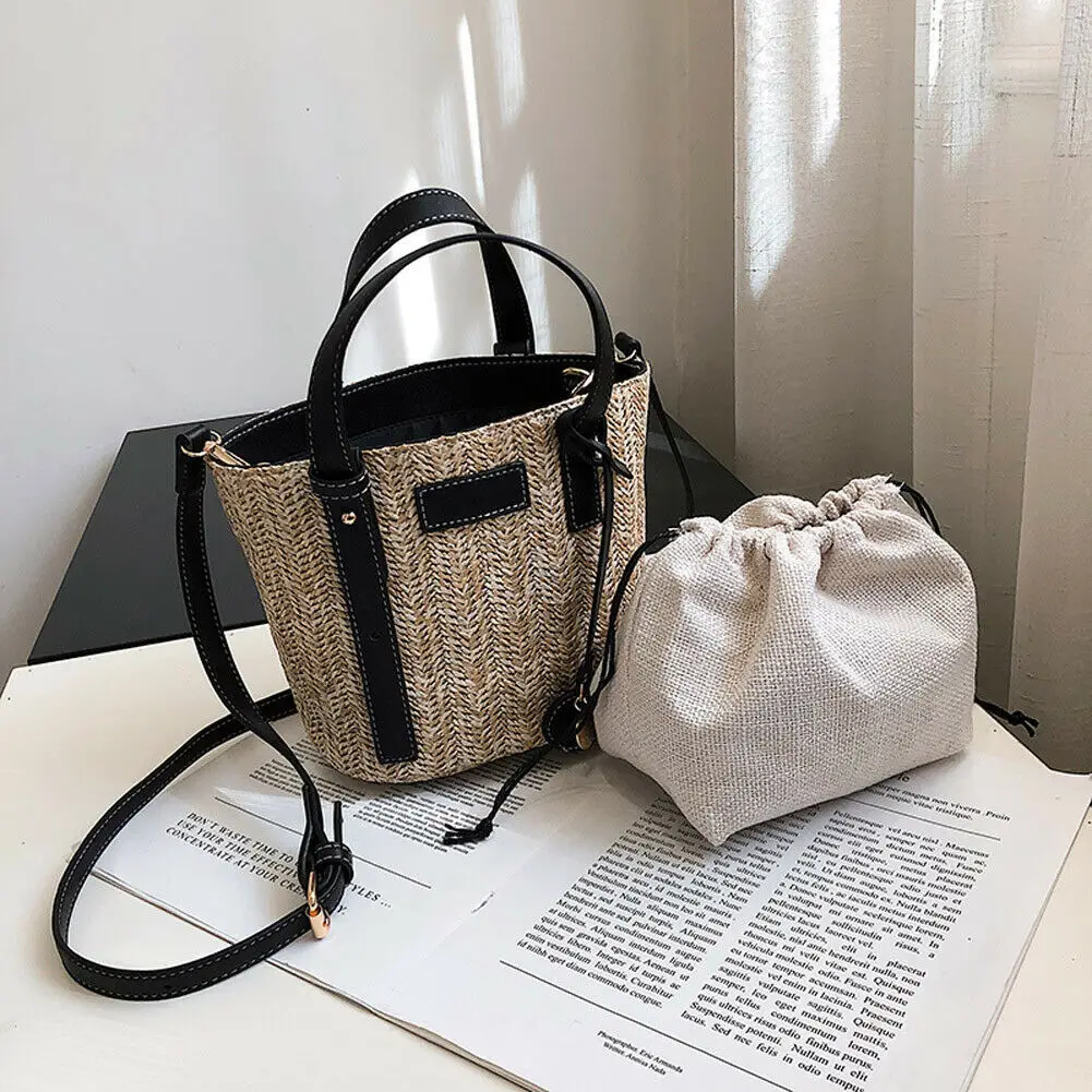 Bags For Women 2pcs Straw Bag Clutch Handwoven Rattan Handbags Knitted Crossbody Tote Bolsos Mujer De Marca Famosa 2019 | Багаж и сумки