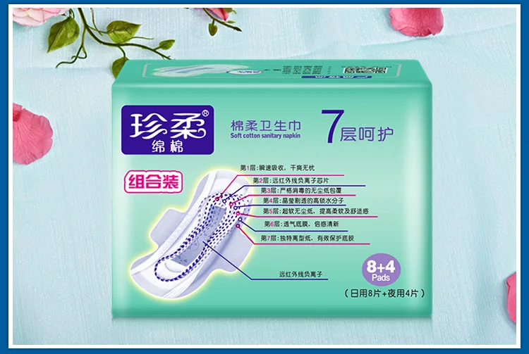 Anion Pads Sanitary Napkin Organic Cotton 8 Night+4 Daily Pieces =1 Pack ZhenRou Towels Feminine Hygiene Product | Красота и здоровье