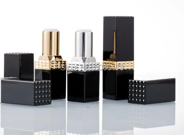 12 1 мм пластиковая черная пустая упаковка для макияжа губ Румяна квадратная