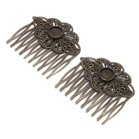 5pcslot 5256 mm women barrettes antique teeth metal hairpins diy hair comb supplies glass cabochons hair clips accessories