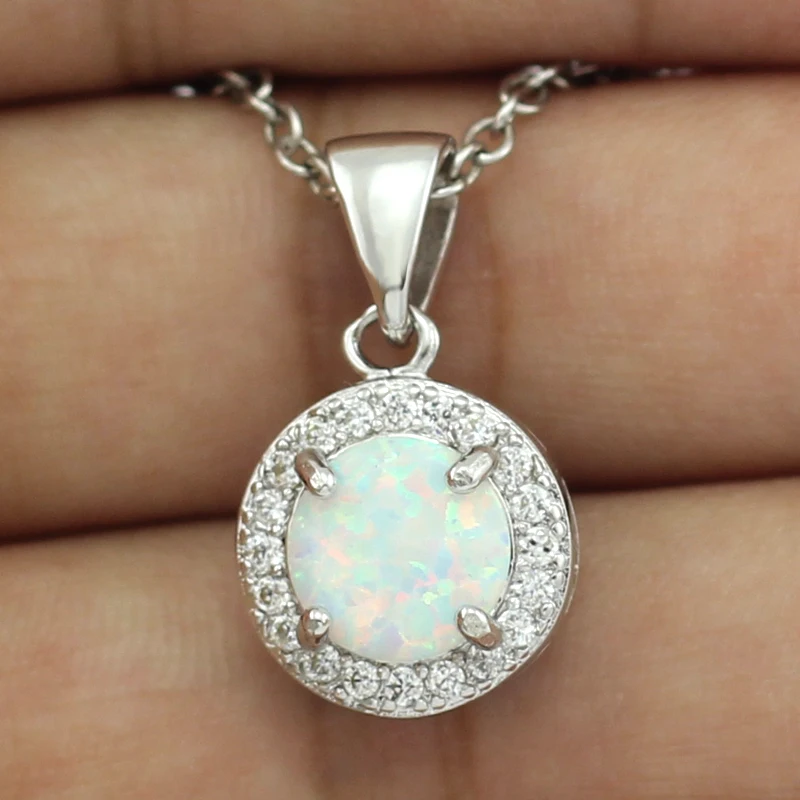 Белый огненный опал кулон для девочек модные ювелирные изделия женские подвески