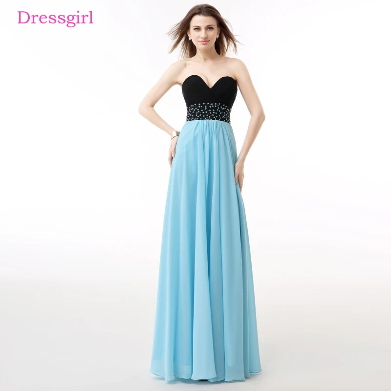 

Turquoise Evening Dresses 2017 A-line Sweetheart Chiffon Beaded Elegant Women Long Evening Gown Prom Dress Robe De Soiree