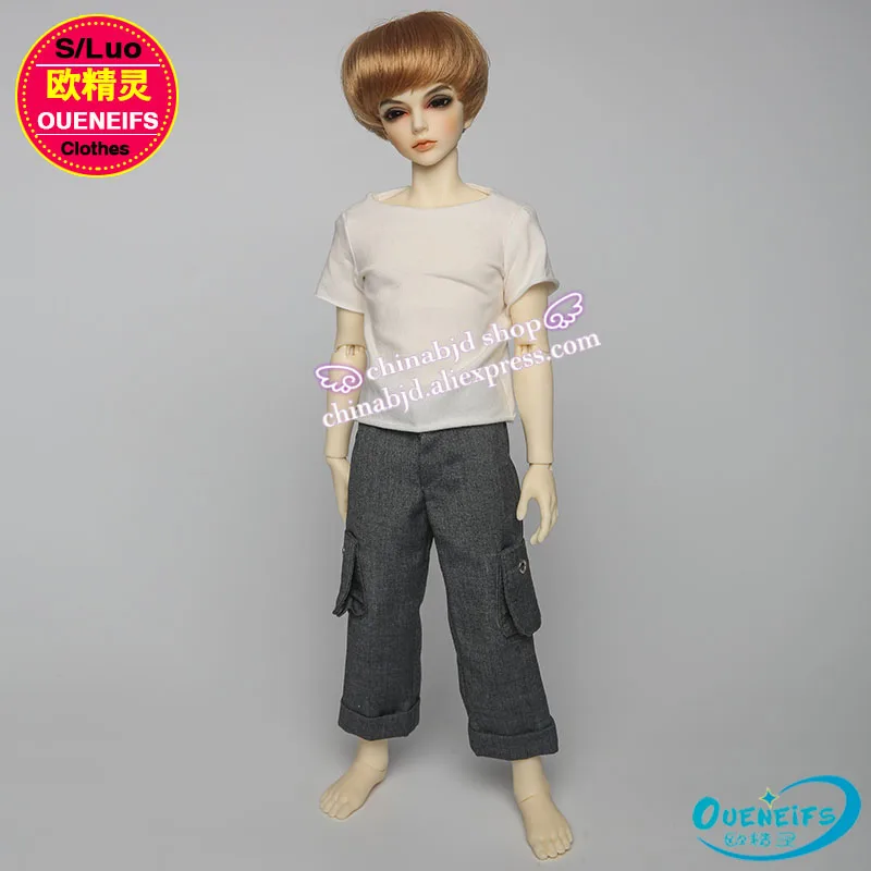 Мужская белая футболка и ковбойские брюки BJD Clothe шорты для Minifee или ребенка