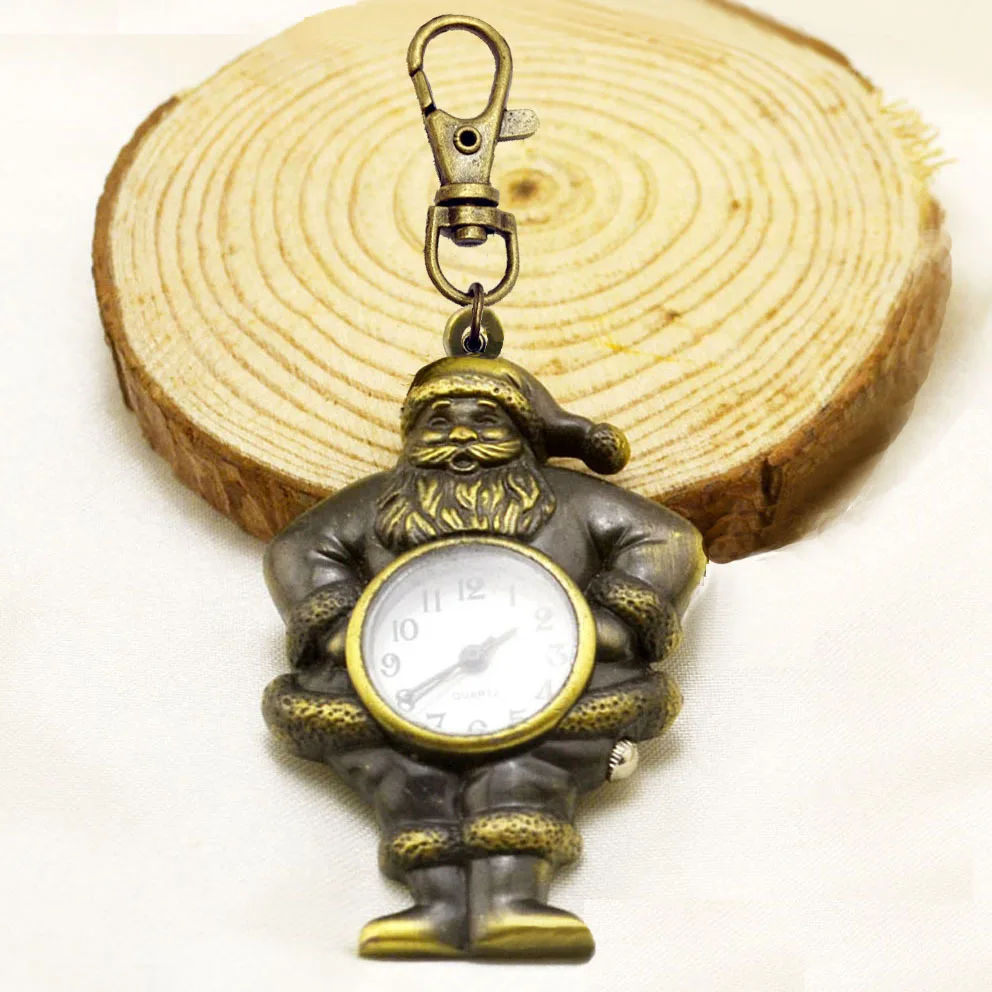Favourite Steampunk Antique Bronze cartoon Santa Claus retro pocket watch necklace Keychain Clocks Pendant table hanging jewelry | Наручные