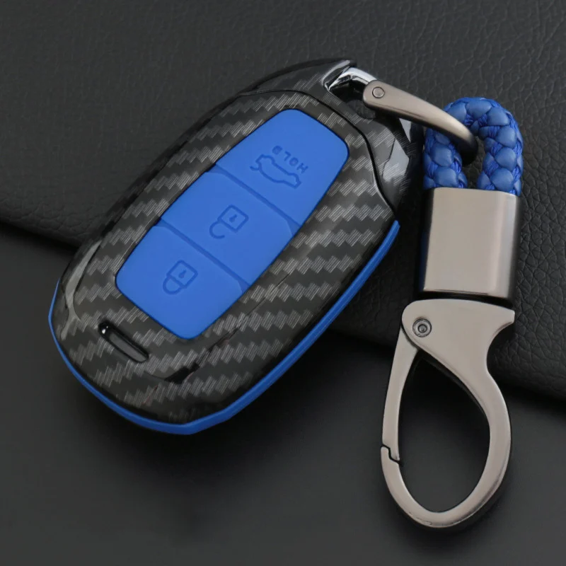 Углеродное волокно силиконовый чехол для ключей от машины Hyundai i30 Ix35 Solaris Azera Elantra