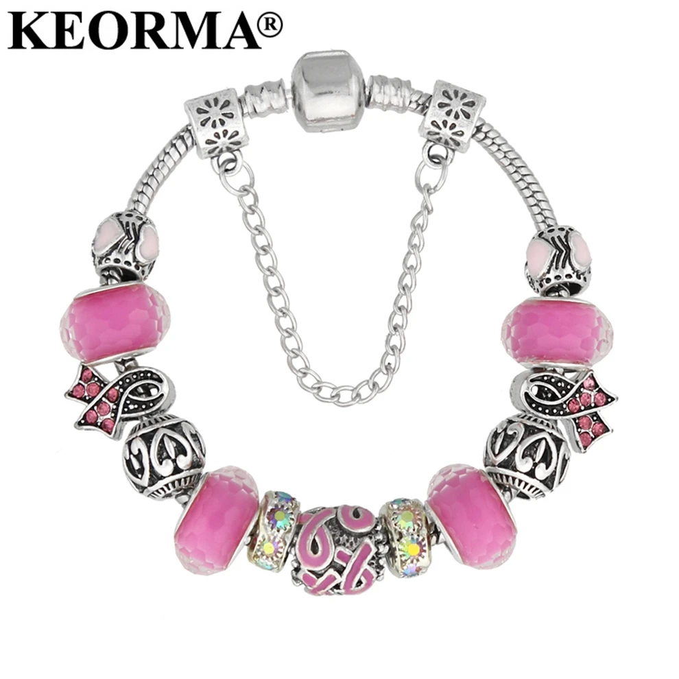 KEORMA/очаровательный женский браслет серебристого цвета для девочек бусина из