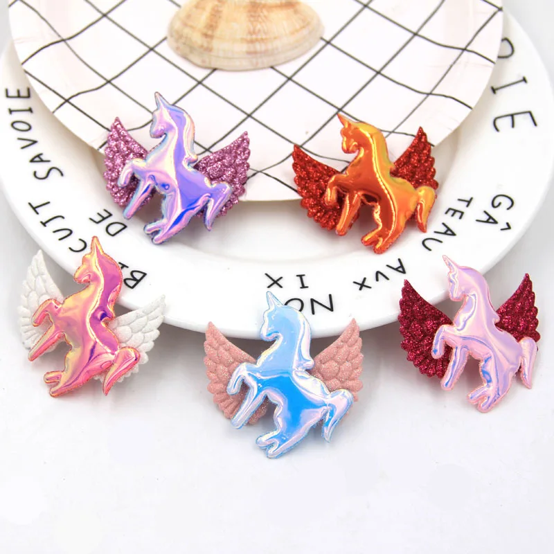 30 шт./лот 5 3 см Разноцветные полиуретановые аппликации в виде единорога мягкие