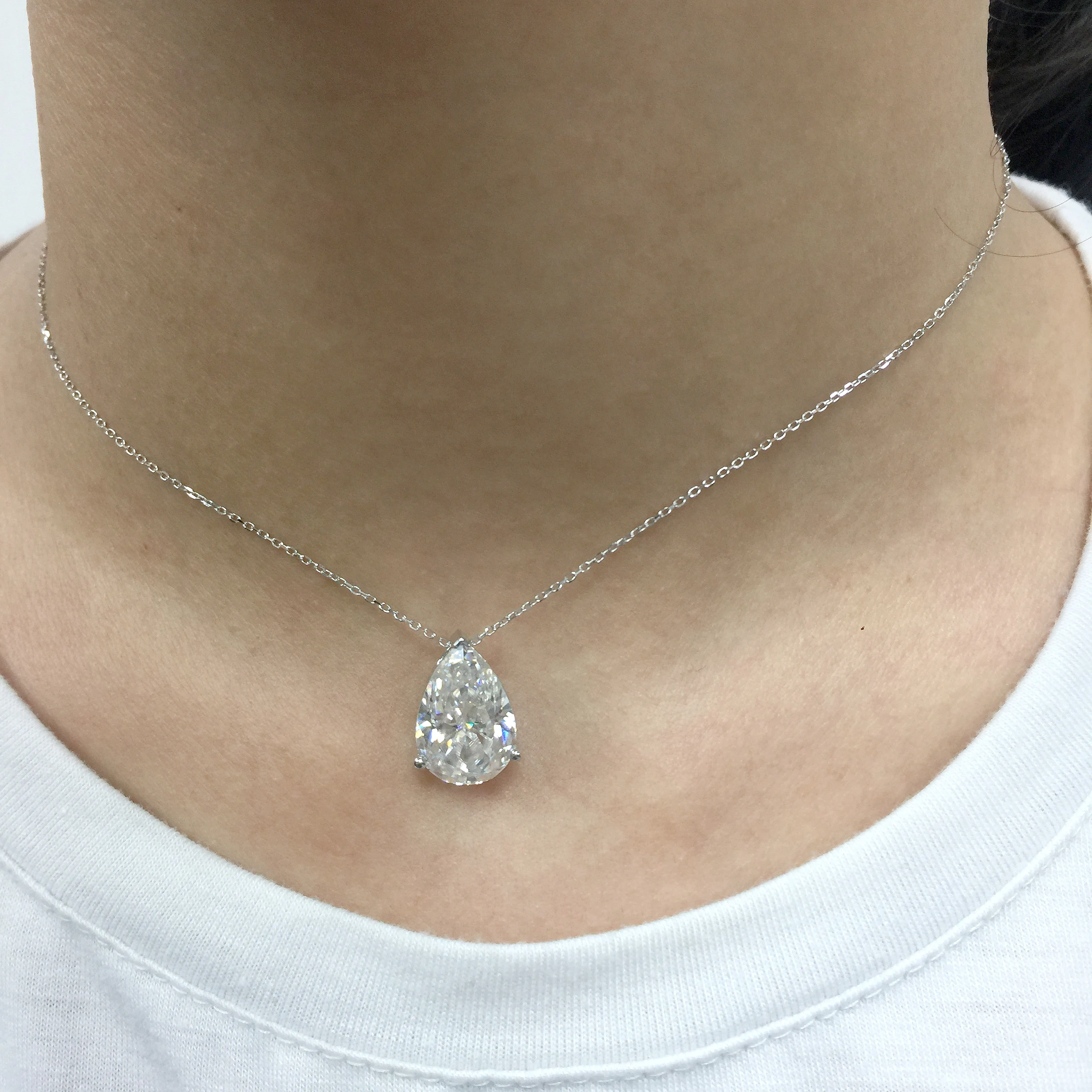 Подвеска Moissanite однотонная подвеска из белого золота 18 К 4 5ct 10х15 мм DF Color груша