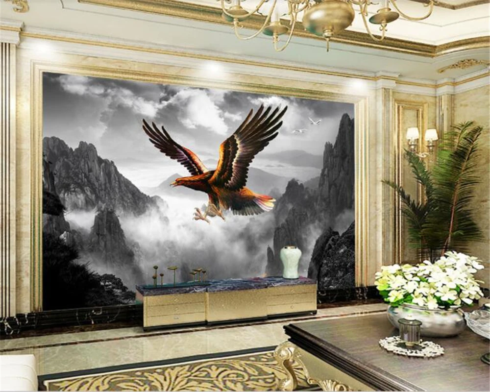Обои beibehang papel de parede hudas beauty High mountain cloud eagle wings большая выставочная фоновая стена