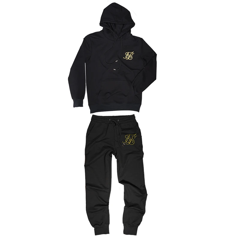 

Brand Men Fashion Kanye West Sik Silk Hoodies Sweatshirts Men Hip hop embroidery Cotton GYMS Hooded+Pants Man Clothing