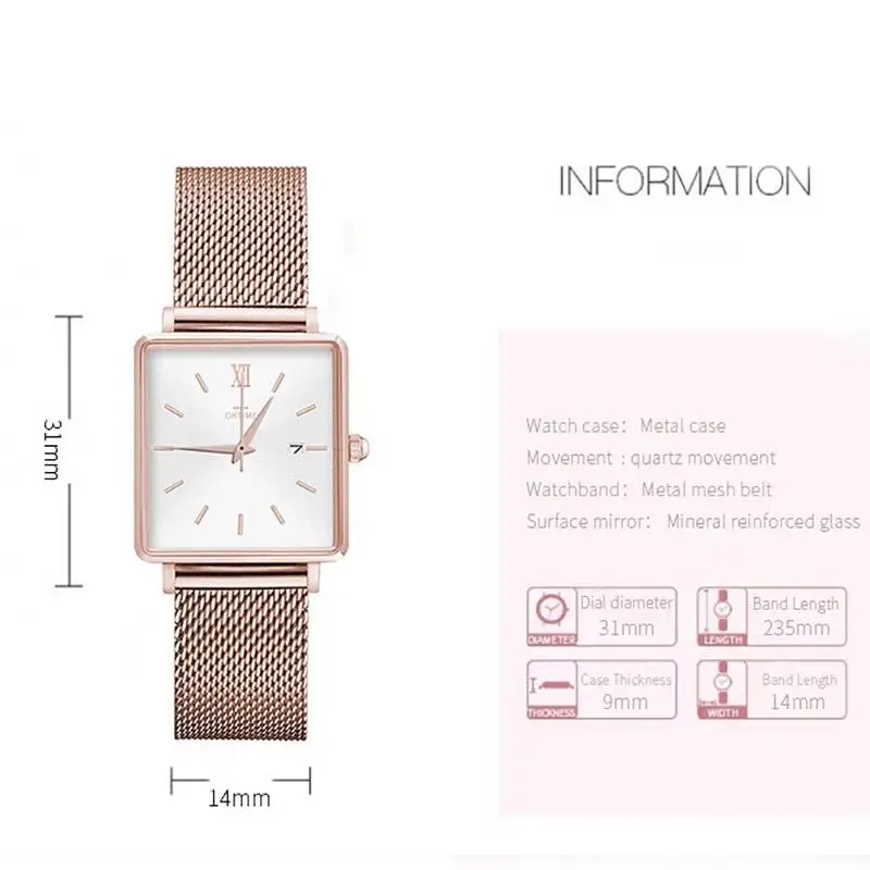 Quartz Watch Women Leather Band Wrist Watch Fashion Waterproof Bracelet Quartz Watch Casual Women Round Dial Analog Wristwatch
