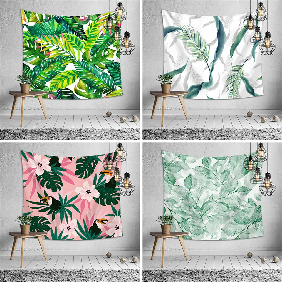SOFTBATFY тропический гобелен с изображение листьев фон имитацией изголовья Wall Art