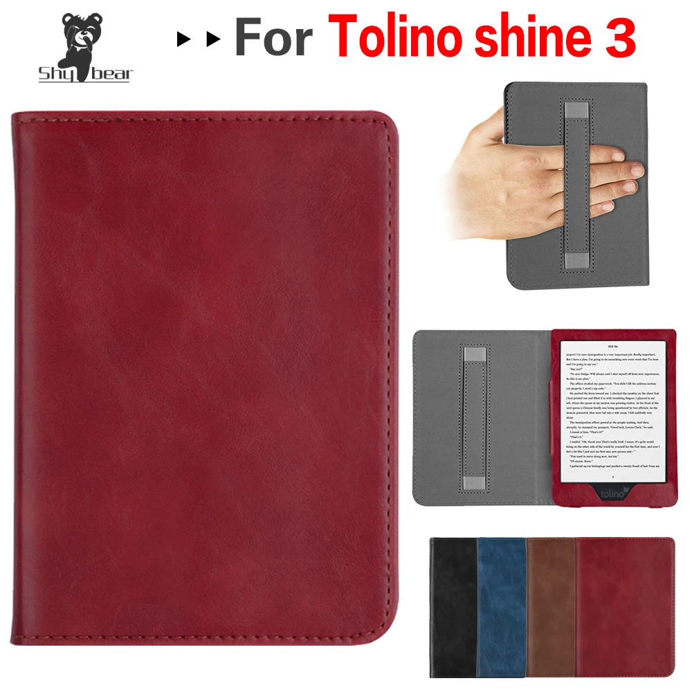 Чехол с откидной крышкой для Tolino SHINE 3 Черный Защитный чехол из искусственной кожи