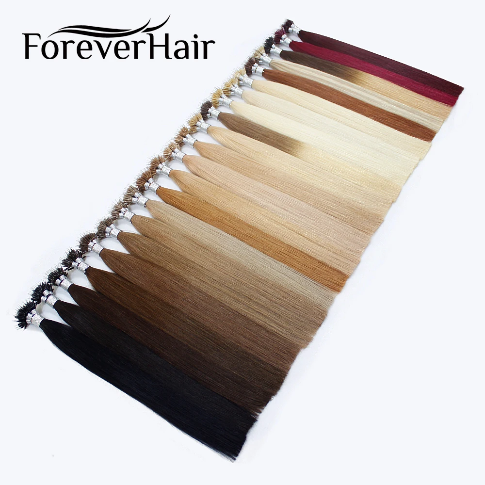 FOREVER HAIR настоящие Remy Nano Ring человеческие волосы для наращивания 1 г/локон 1" 18" 2" кератиновые прямые волосы блонд с микро-бусинами 50 г/