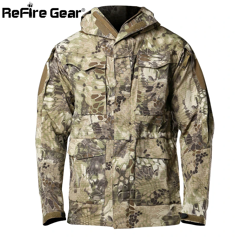 Refire gear pyton камуфляжная тактическая Полевая куртка армии США Мужская водонепроницаемая осенняя куртка с капюшоном Ветровка Военная Куртка Пилота