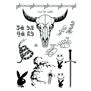 Водонепроницаемые временные татуировки с бычьей костью, змеей и мечом, Женский лист для Маскарадного костюма и вечеринок, тату для лица