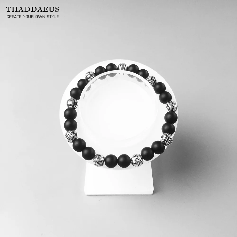 Фото Браслет Hero Rebel Bead европейский стиль Модные ювелирные изделия подарок для мужчин и женщин, из стерлингового серебра и черного обсидиана №2
