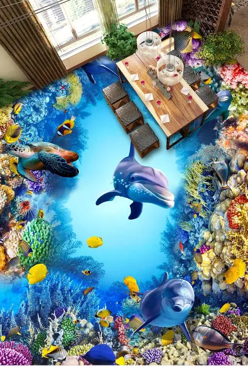 3d flooring wallpaper ocean self adhesive Underwater World wallpapers bathroom Living room bedroom floor | Обустройство дома